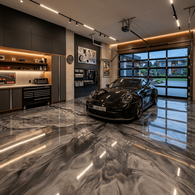 Custom Metallic Epoxy Marble Floor Finish